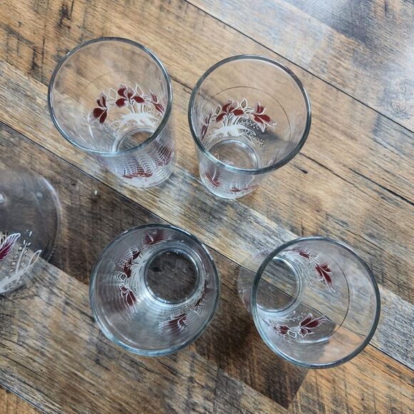 Vtg MCM Covetro Italian Pink Floral Pitcher &Glass Highball Drink Set Gold Trim - Picture 11 of 11